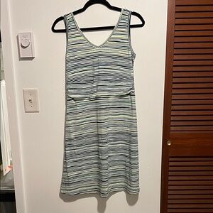 Title Nine Breeze Striped Midi Dress in Green and White